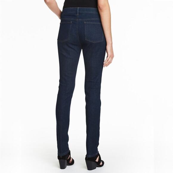 2/$30 Eileen Fisher Organic Denim Skinny Jeans 4 Rinsed Black Mid Rise #6653 - Picture 9 of 15